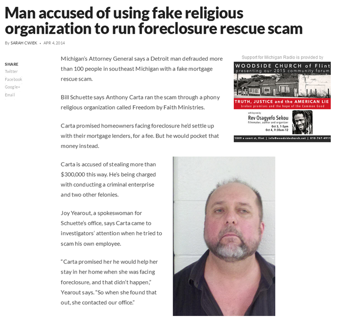 Using fake religious organization